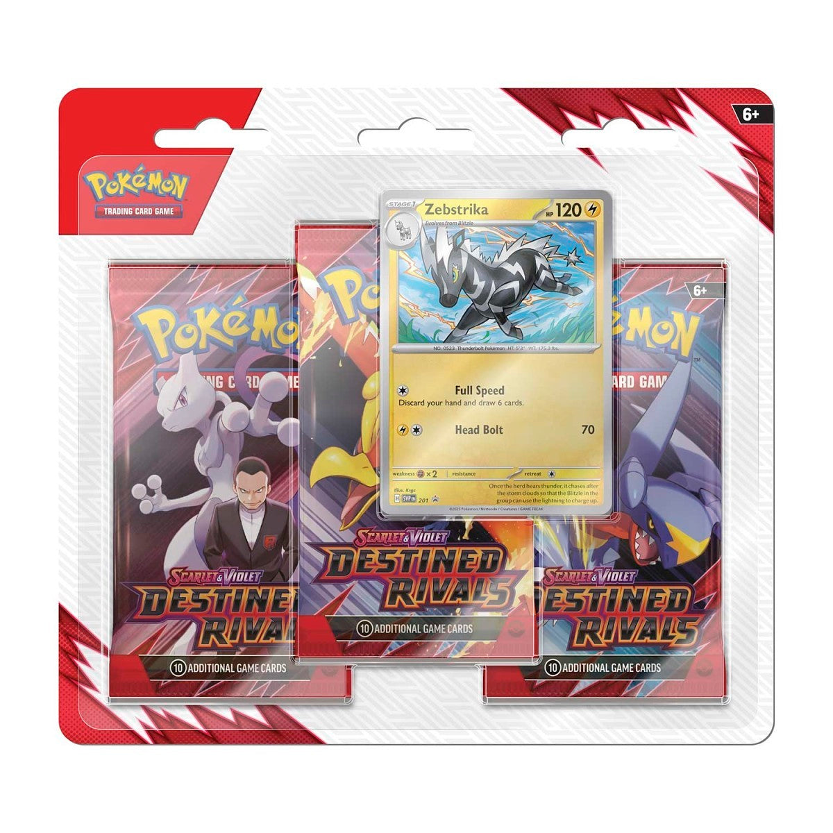Pokémon TCG: Scarlet & Violet-Destined Rivals 3 Booster Packs & Zebstrika Promo Card
