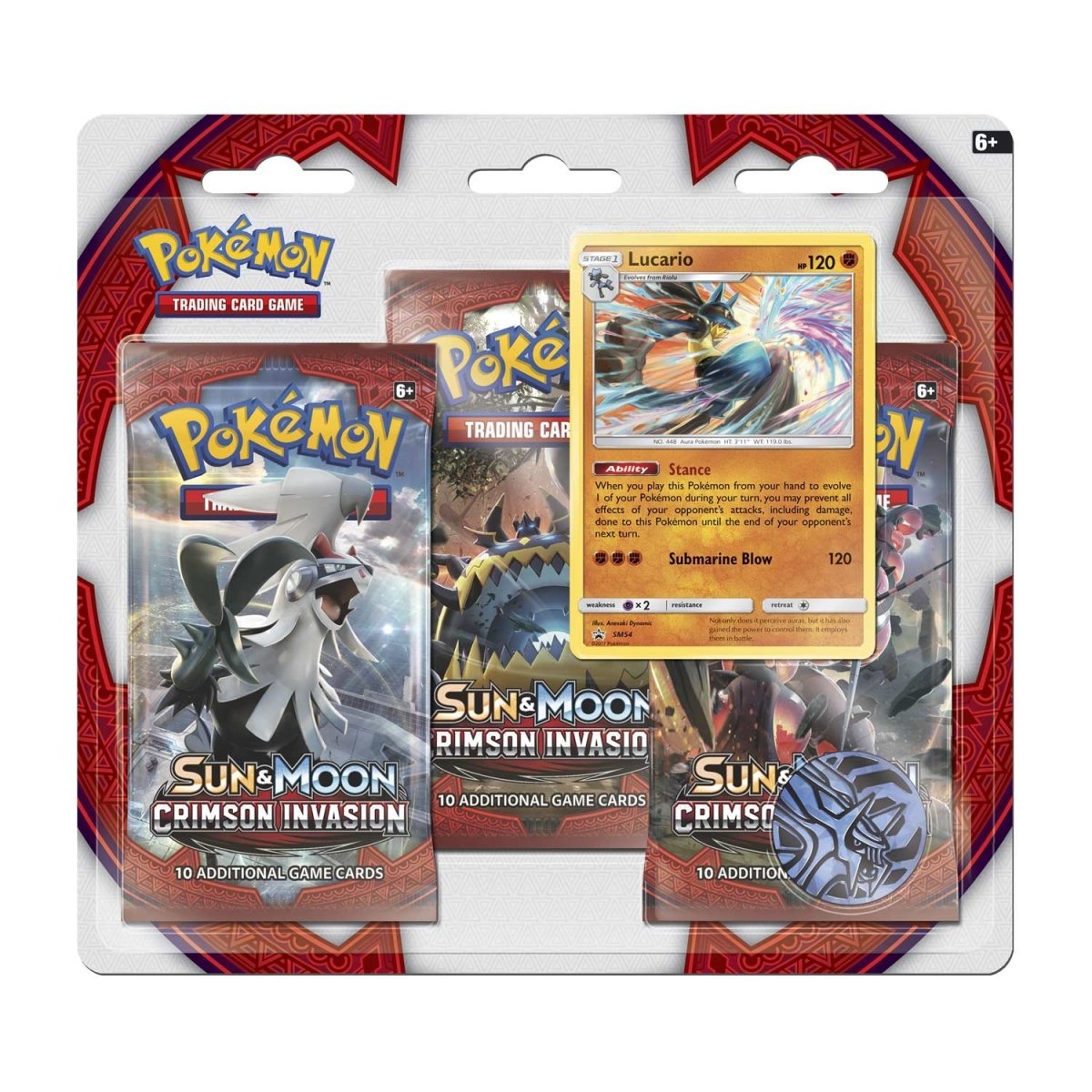 Pokémon TCG: Sun & Moon-Crimson Invasion 3 Booster Packs, Coin & Lucario Promo Card