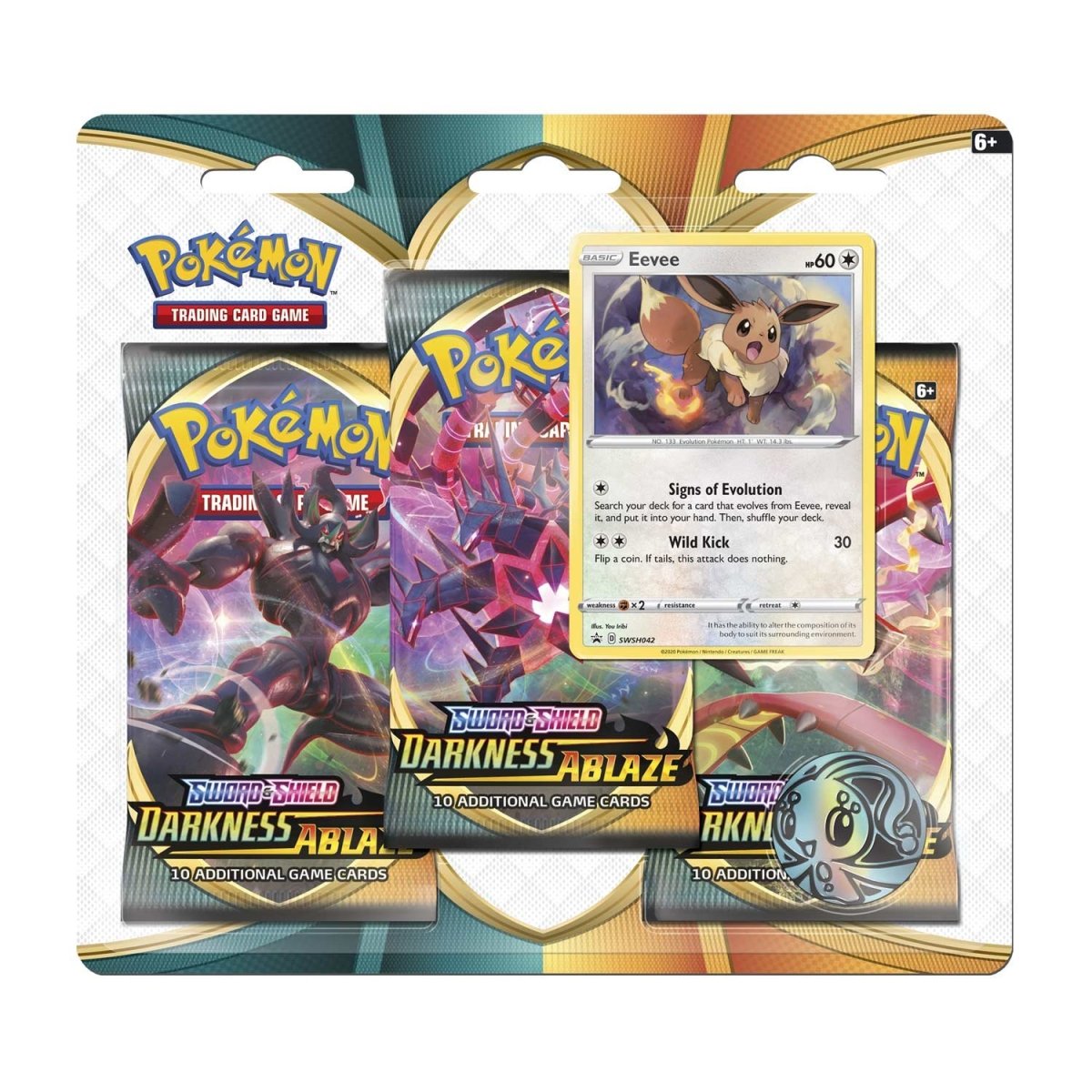 Pokémon TCG: Sword & Shield-Darkness Ablaze 3 Booster Packs, Coin & Eevee Promo Card