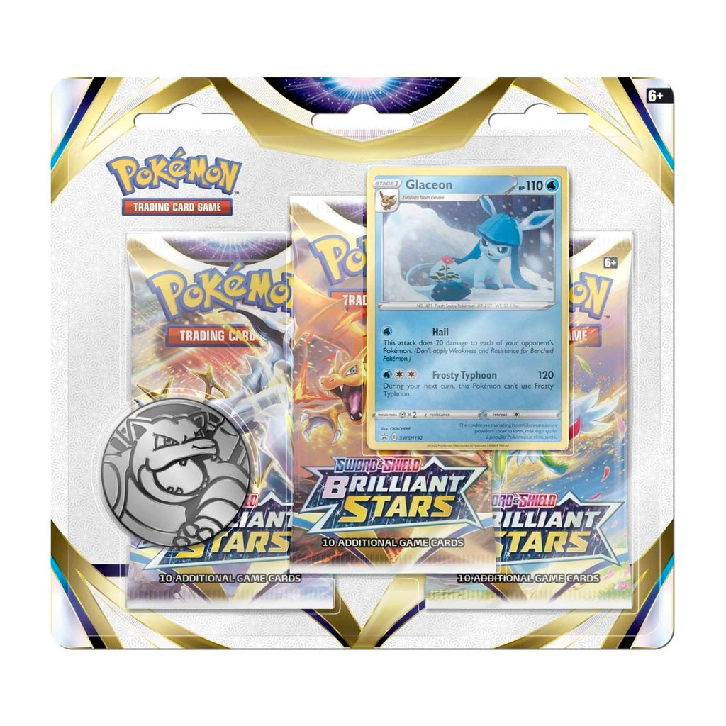 pokémon-tcg:-sword-&-shield-brilliant-stars-3-booster-packs,-coin-&-glaceon-promo-card