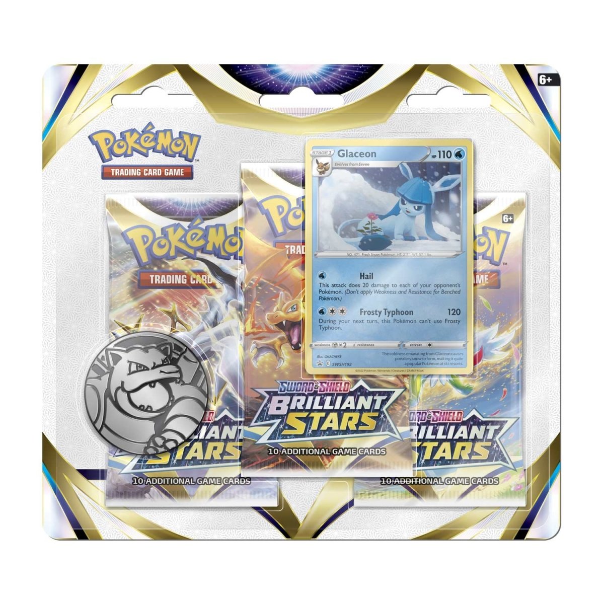 pokémon-tcg:-sword-&-shield-brilliant-stars-3-booster-packs,-coin-&-glaceon-promo-card