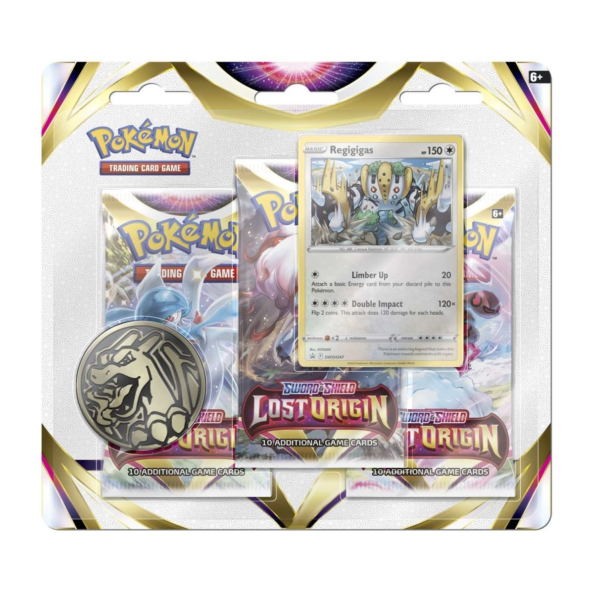 Pokémon TCG: Sword & Shield-Lost Origin 3 Booster Packs, Coin & Regigigas Promo Card