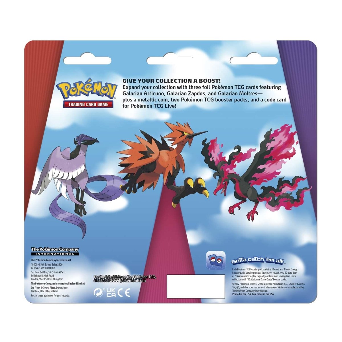 pokémon-tcg:-galarian-articuno,-galarian-zapdos-&-galarian-moltres-cards-with-2-booster-packs-&-coin