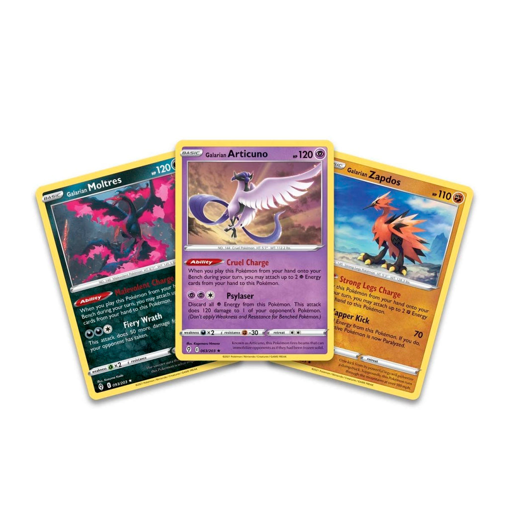 pokémon-tcg:-galarian-articuno,-galarian-zapdos-&-galarian-moltres-cards-with-2-booster-packs-&-coin