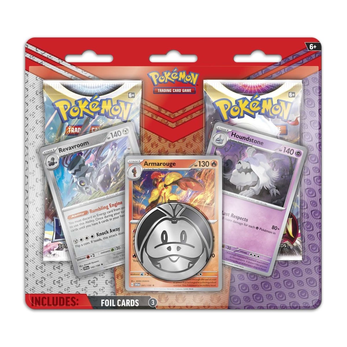 pokémon-tcg:-armarouge,-revavroom-&-houndstone-cards-with-2-booster-packs-&-coin