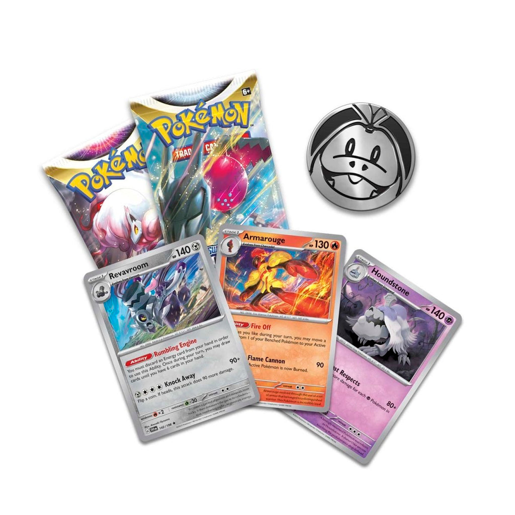 pokémon-tcg:-armarouge,-revavroom-&-houndstone-cards-with-2-booster-packs-&-coin